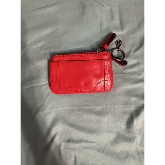 Juicy Couture 100% Leather Coin Purse Wallet Keychain Change Pouch Patent Red - Picture 3 of 5